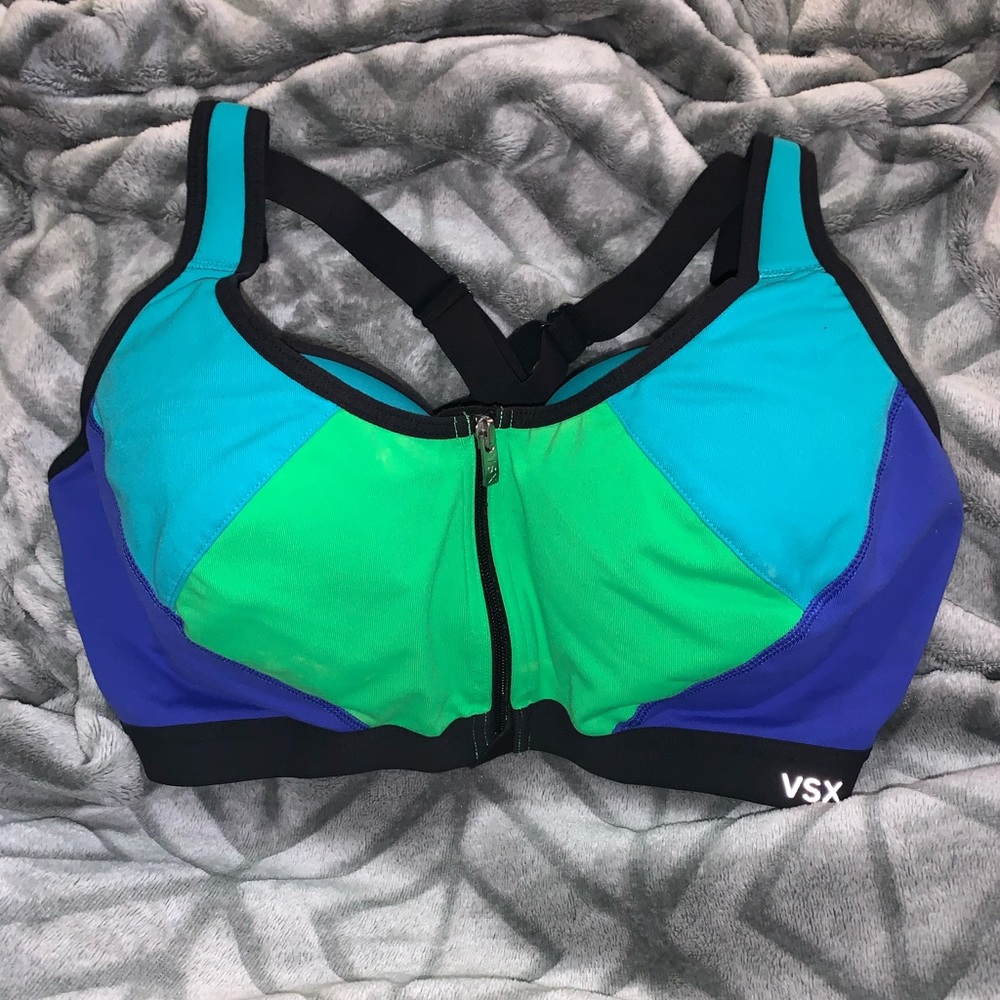 VSX 34DD Knockout Zipper Front Sports Bra